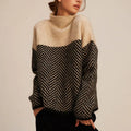 Seraphine – Women’S Turtleneck Sweater with Herringbone Pattern